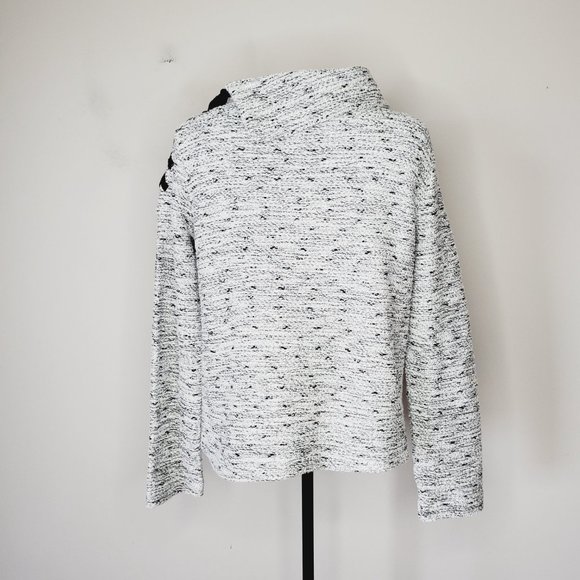 CLUB MONACO Cotton Marled Grey Cowl Bow Neck Sweater - Picture 5 of 11